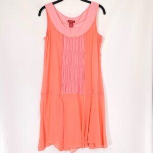 Sundance Women's 6 Dress 100% SILK Gatsby Style Coral Unlined Sheered Sleeveless